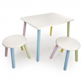 Детский комплект стол и два табурета круглых  (Белый, Белый, Цветной) в Верхней Салде - verhnjaja-salda.mebel-74.com | фото