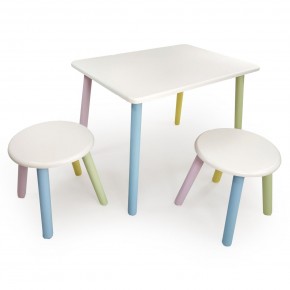 Детский комплект стол и два табурета круглых с накладкой Алфавит (Белый, Белый, Цветной) в Верхней Салде - verhnjaja-salda.mebel-74.com | фото