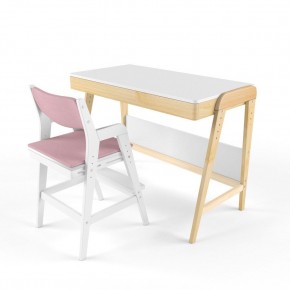 Комплект растущий стол и стул с чехлом 38 попугаев «Вуди» (Белый, Белый, Розовый) в Верхней Салде - verhnjaja-salda.mebel-74.com | фото