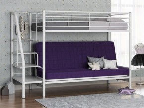 Кровать двухъярусная с диваном "Мадлен-3" (Белый/Фиолетовы) в Верхней Салде - verhnjaja-salda.mebel-74.com | фото