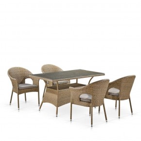 Обеденный комплект плетеной мебели T198B/Y79B-W56 Light Brown (4+1) в Верхней Салде - verhnjaja-salda.mebel-74.com | фото