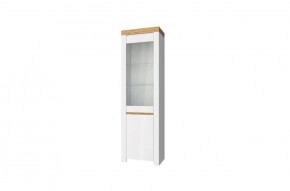 Шкаф с витриной  1V1D, TAURUS, цвет белый/дуб вотан в Верхней Салде - verhnjaja-salda.mebel-74.com | фото